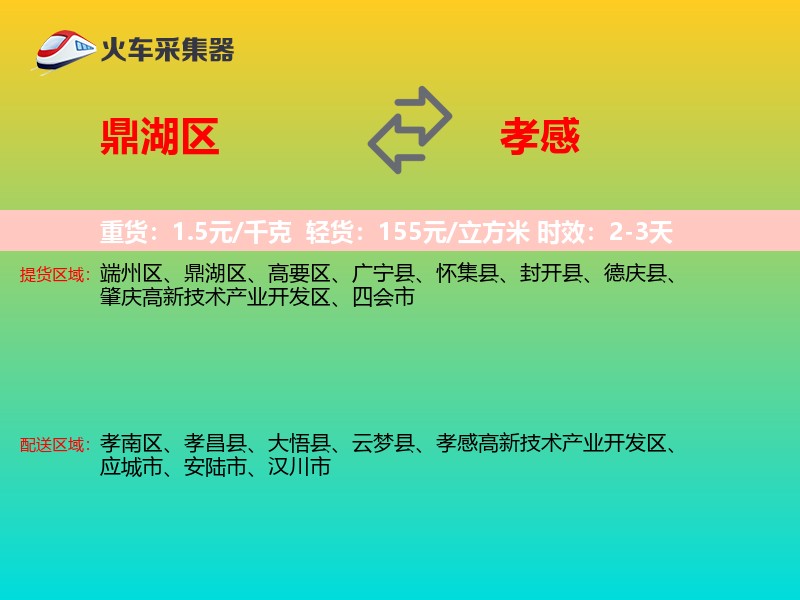 鼎湖区到孝感物流专线