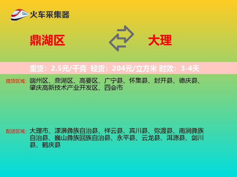 鼎湖区到大理物流专线