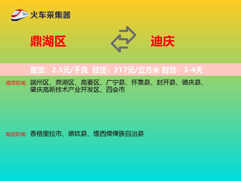 鼎湖区到迪庆物流专线