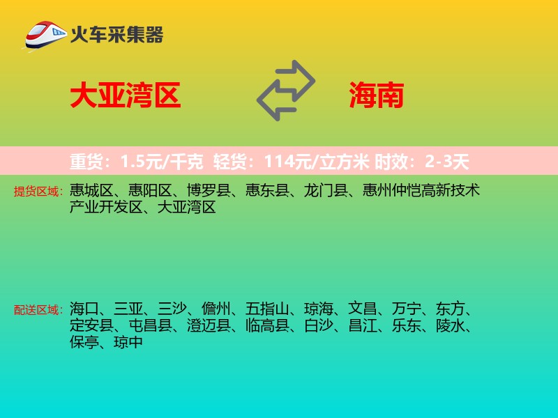大亚湾区到海南物流专线