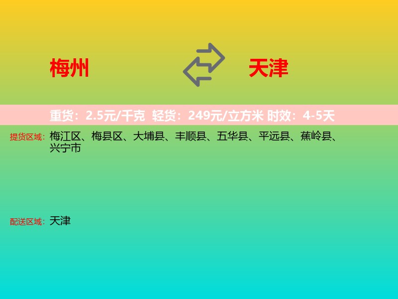 梅州到天津长途搬家