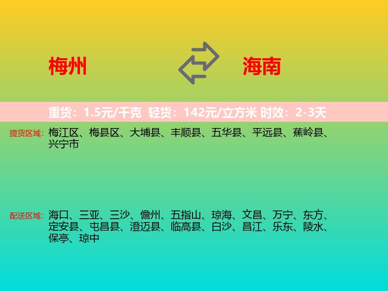 梅州到海南长途搬家