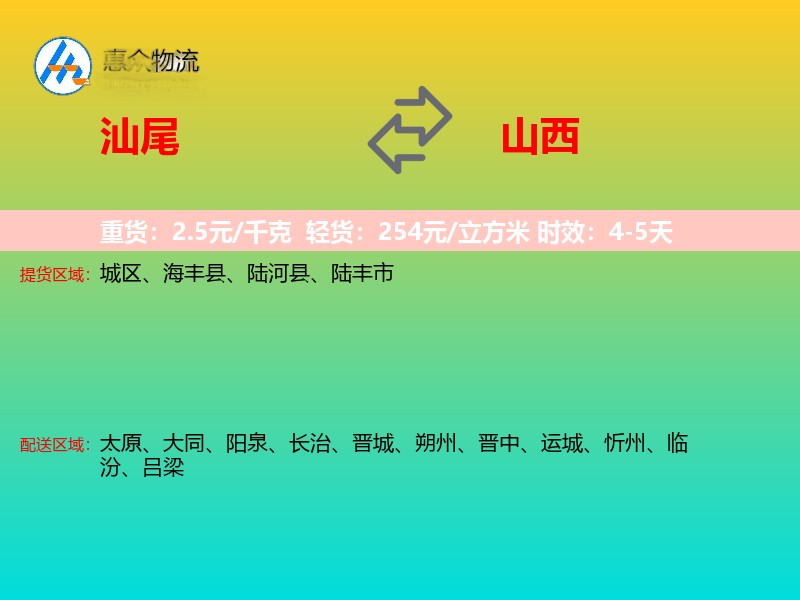 汕尾到山西长途搬家