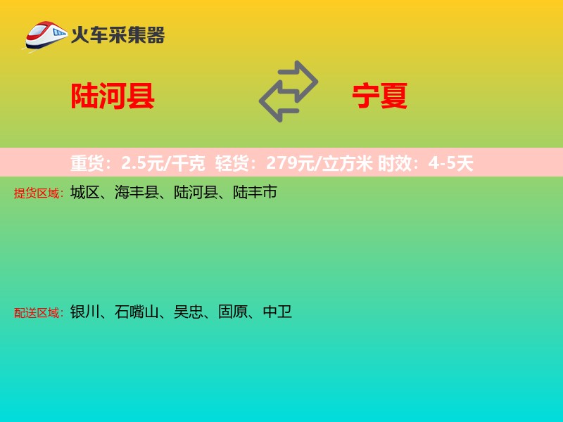 陆河县到宁夏物流专线