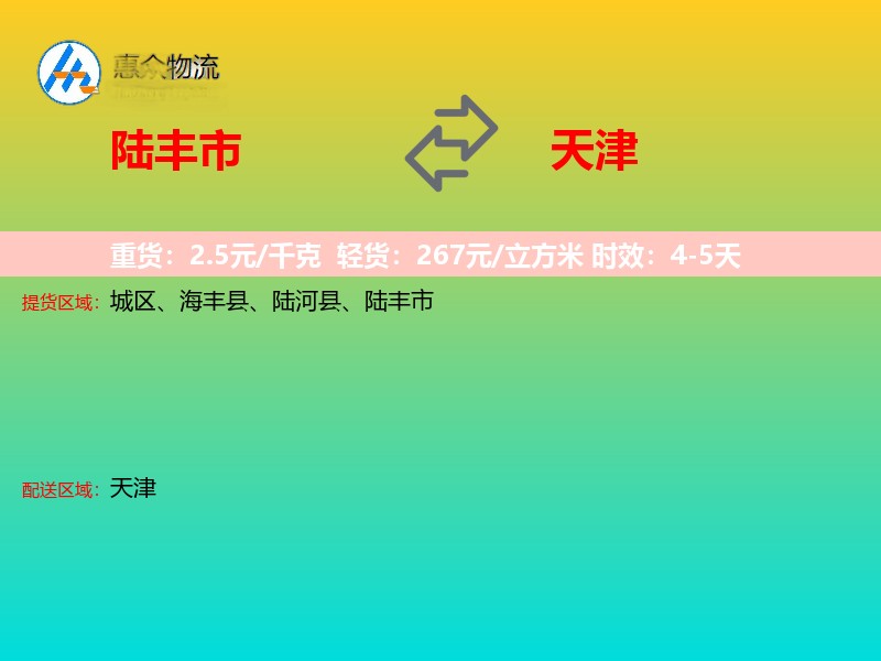 陆丰市到天津物流专线