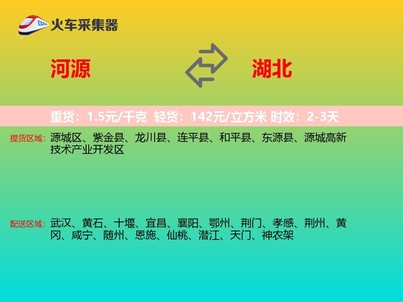 河源到湖北物流专线
