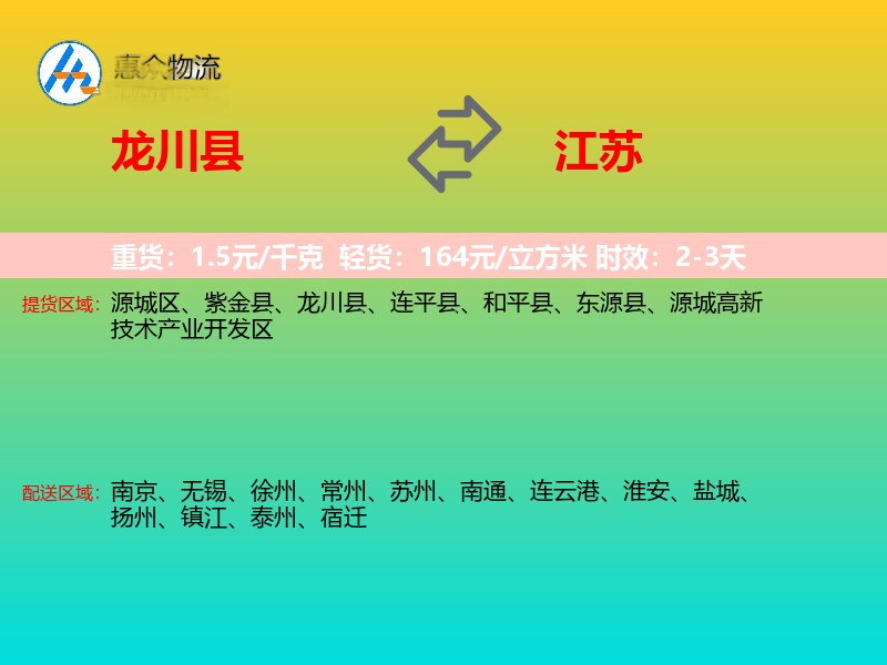 龙川县到江苏长途搬家