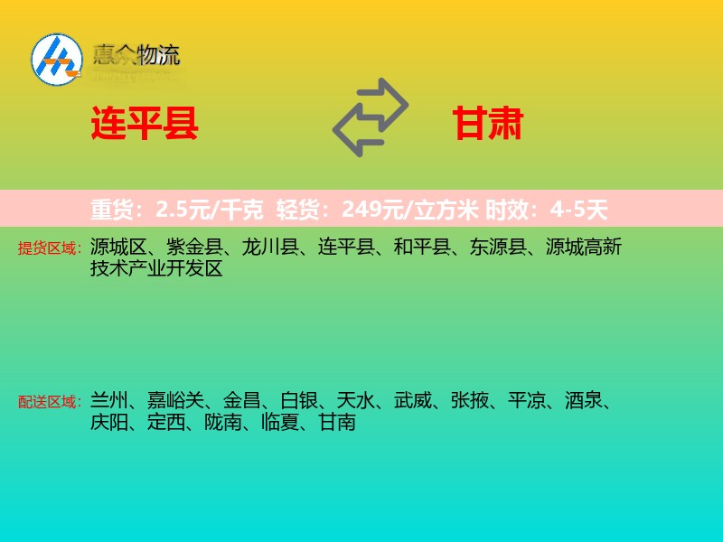 连平县到甘肃长途搬家