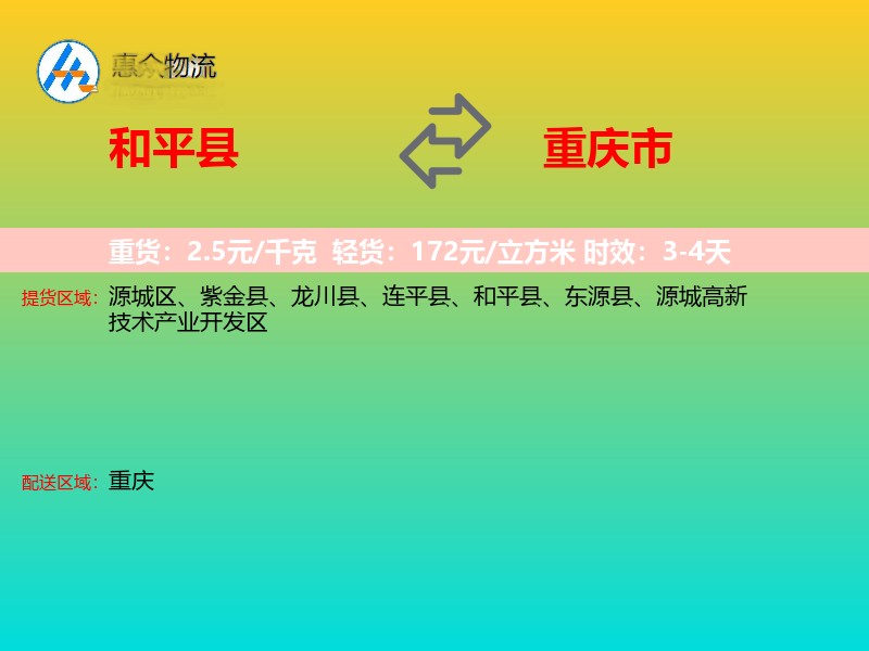 和平县到重庆市轿车托运