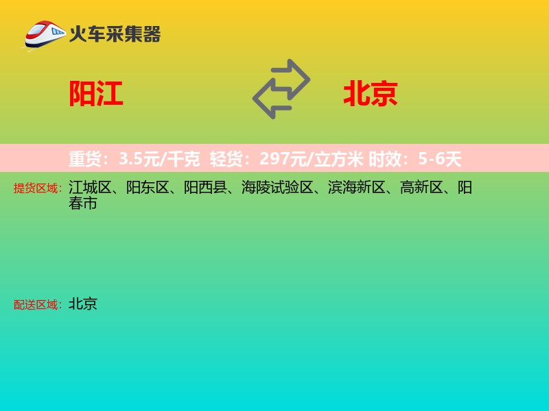 阳江到北京物流专线