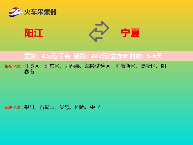 阳江到宁夏物流专线