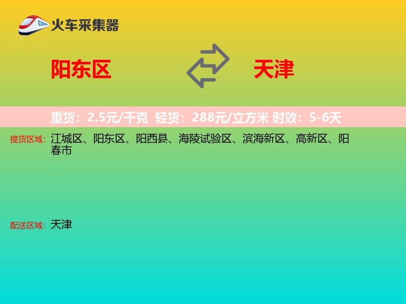 阳东区到天津物流专线