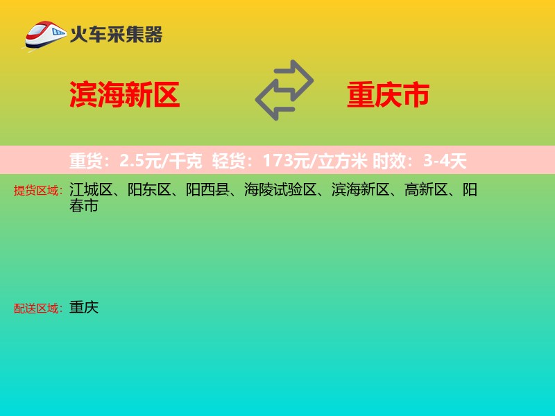 滨海新区到重庆市物流专线