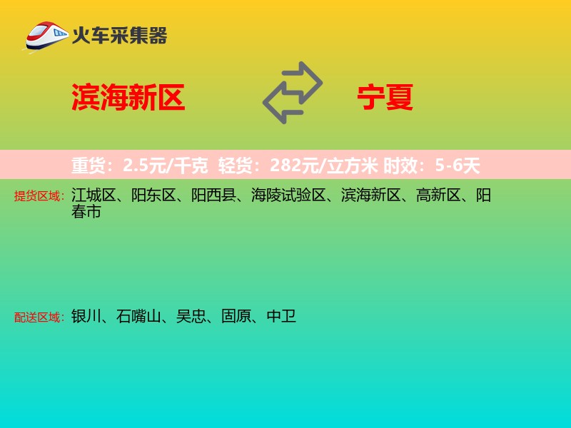 滨海新区到宁夏物流专线