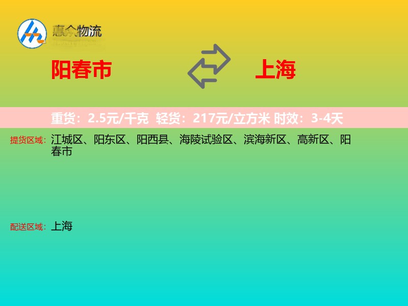 阳春市到上海长途搬家