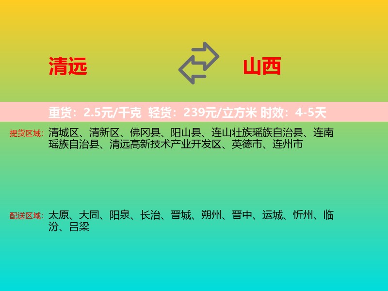 清远到山西长途搬家