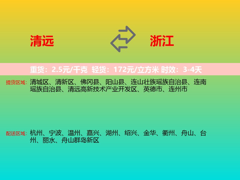 清远到浙江长途搬家