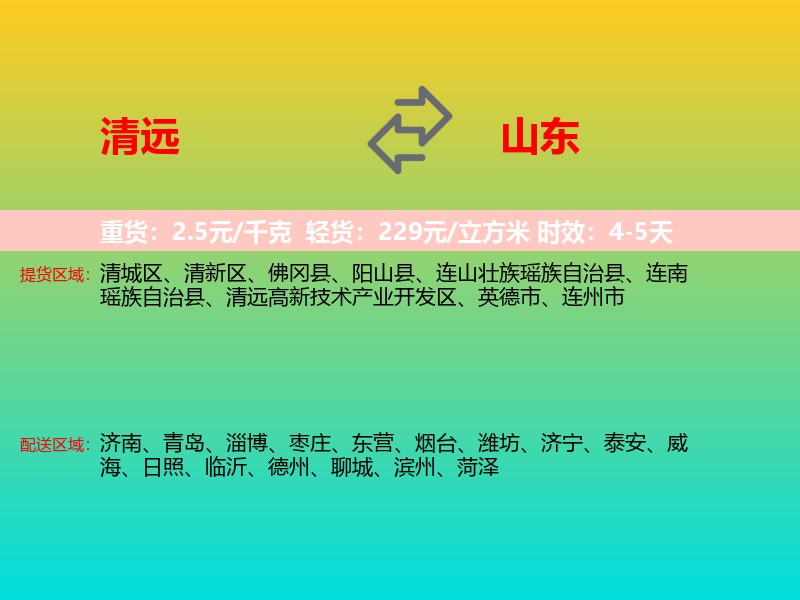 清远到山东长途搬家