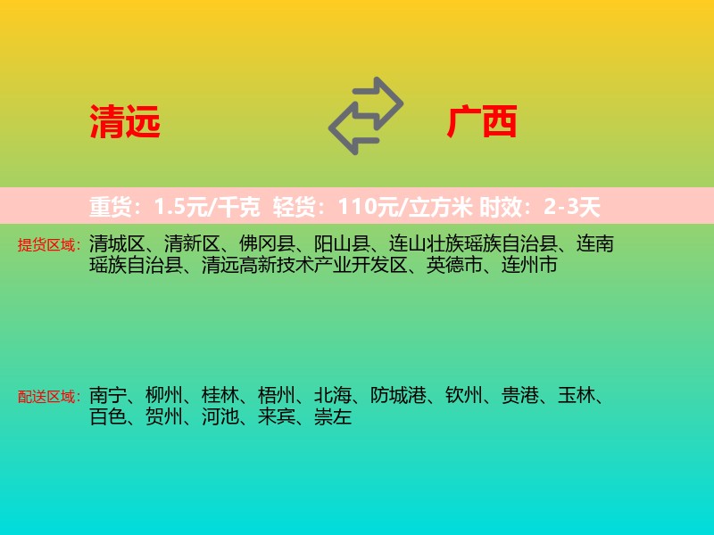 清远到广西长途搬家