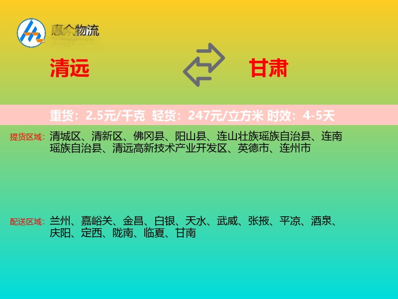 清远到甘肃长途搬家