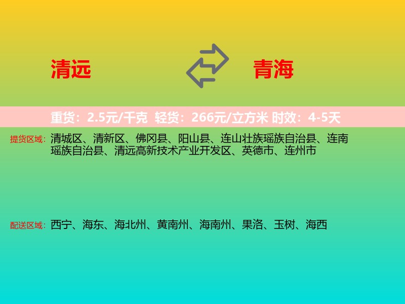 清远到青海长途搬家