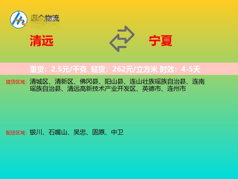 清远到宁夏长途搬家