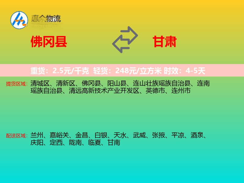 佛冈县到甘肃长途搬家