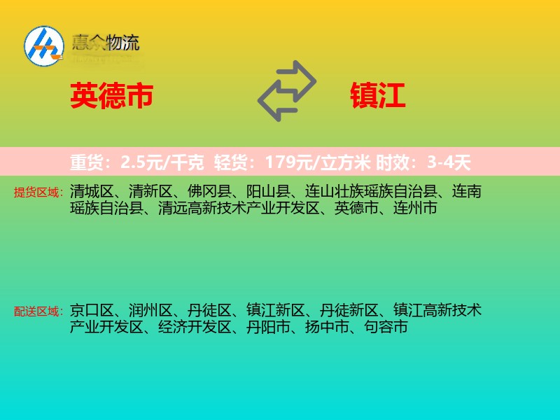 英德市到镇江物流专线