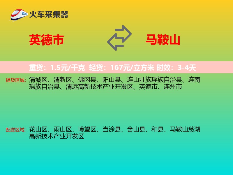 英德市到马鞍山物流专线