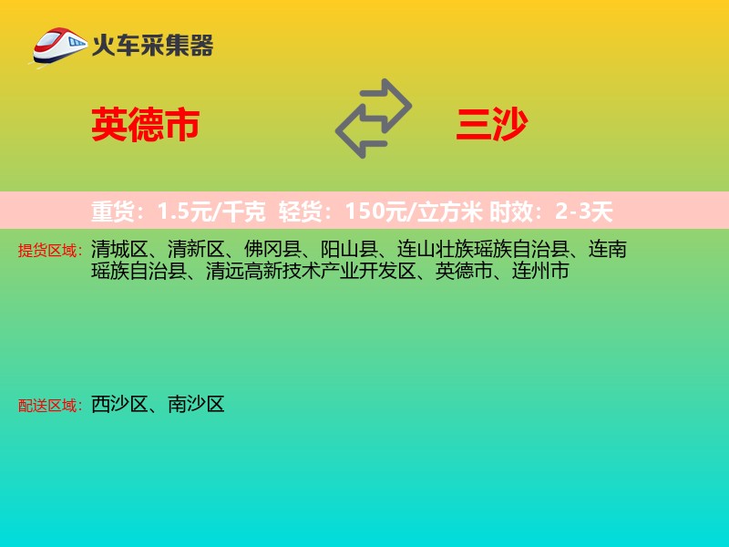 英德市到三沙物流专线