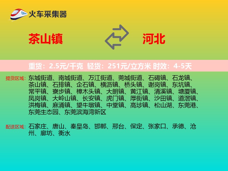 茶山镇到河北长途搬家