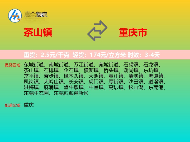 茶山镇到重庆市轿车托运