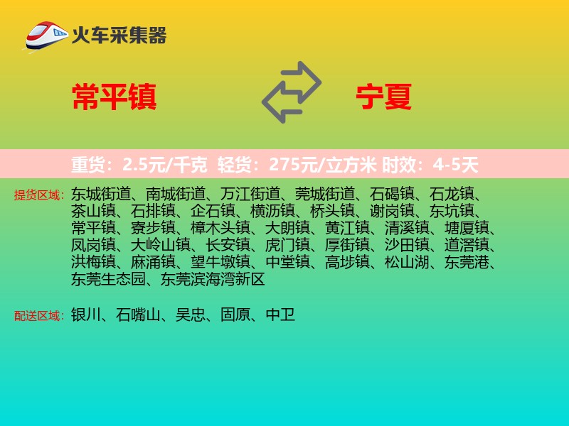常平镇到宁夏轿车托运
