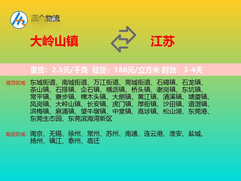大岭山镇到江苏长途搬家