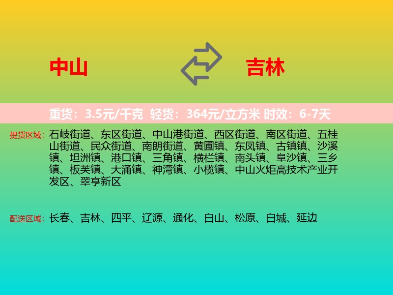 中山到吉林长途搬家