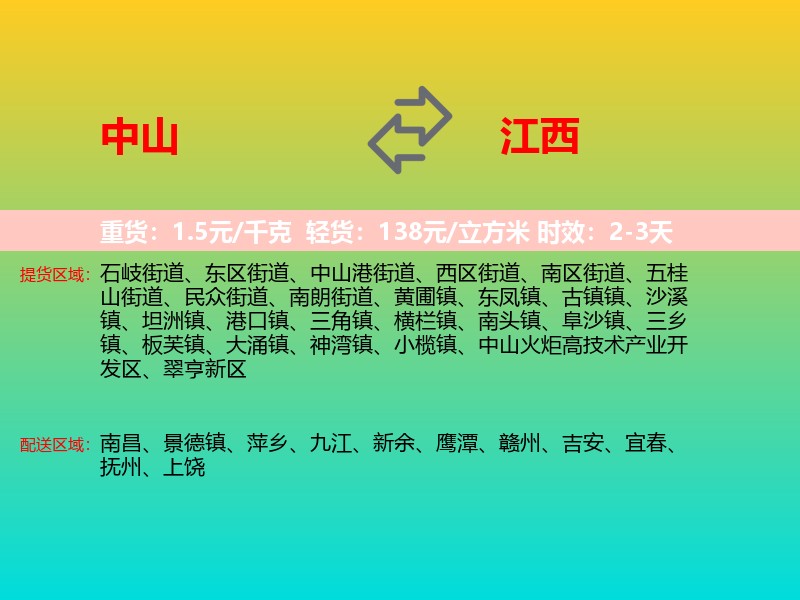 中山到江西长途搬家