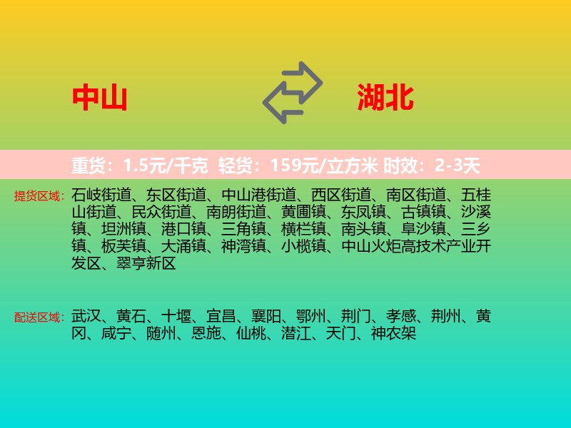 中山到湖北长途搬家
