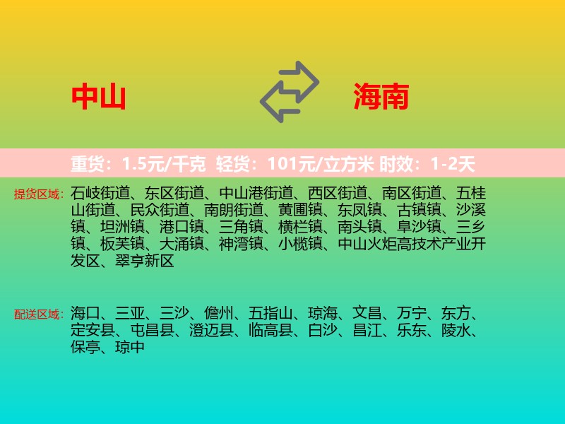 中山到海南长途搬家