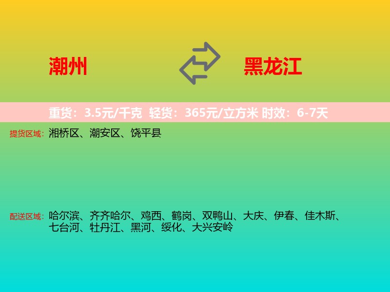 潮州到黑龙江长途搬家