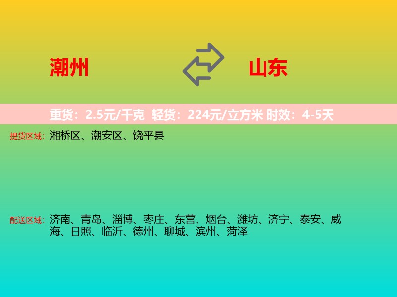 潮州到山东长途搬家
