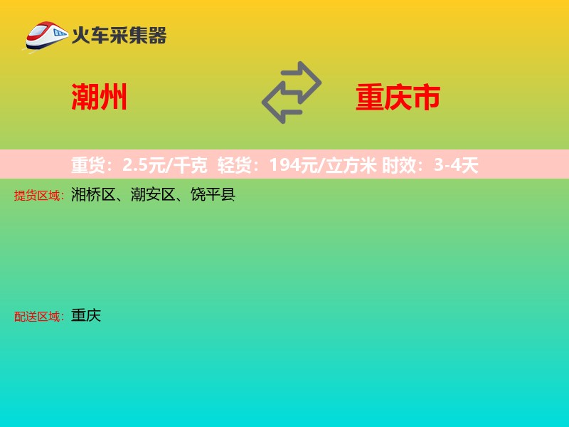 潮州到重庆市物流专线