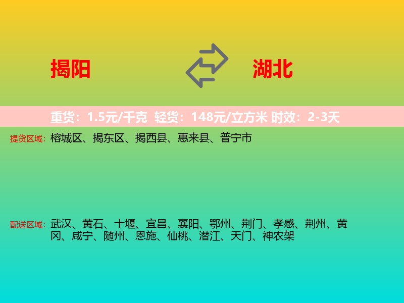 揭阳到湖北长途搬家