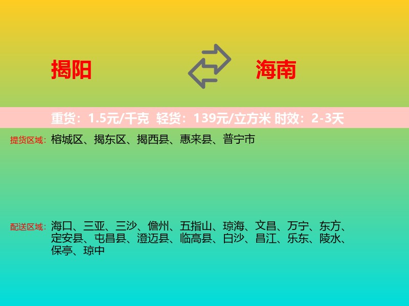 揭阳到海南长途搬家