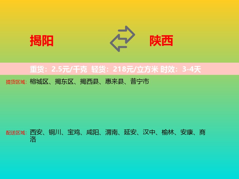 揭阳到陕西长途搬家