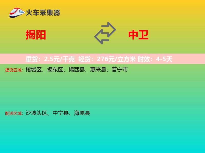 揭阳到中卫物流专线