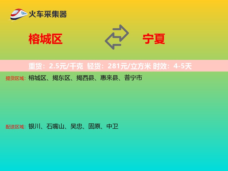 榕城区到宁夏物流专线