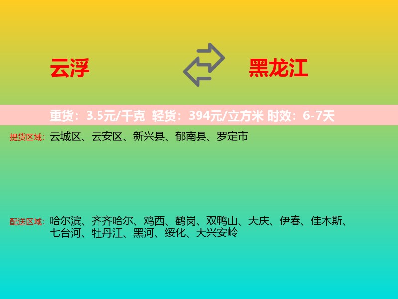 云浮到黑龙江长途搬家
