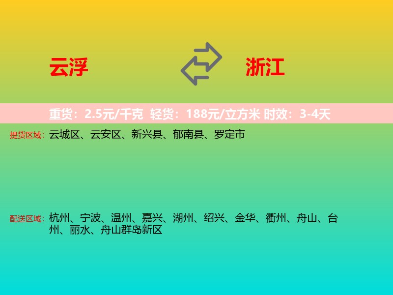 云浮到浙江长途搬家