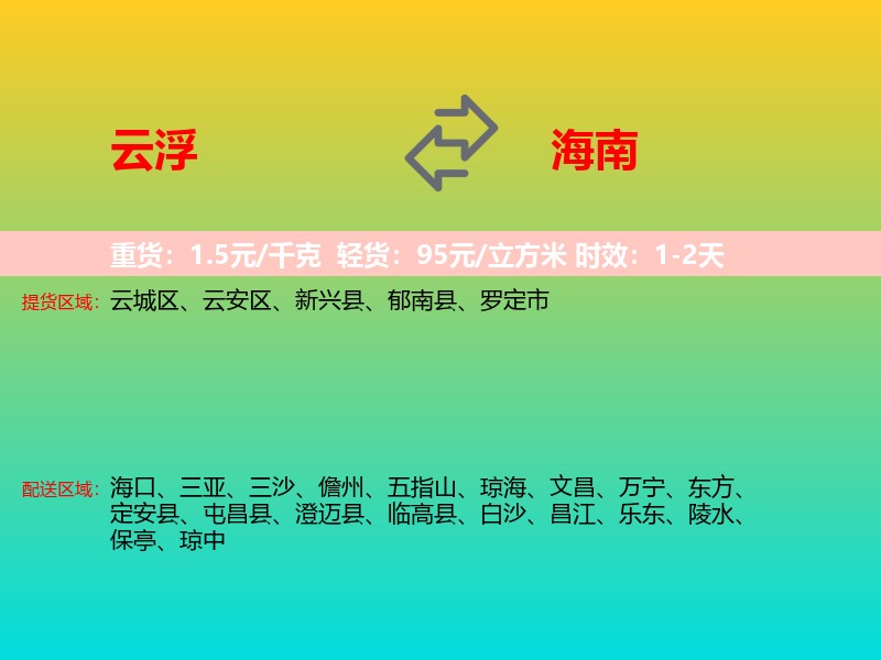 云浮到海南长途搬家