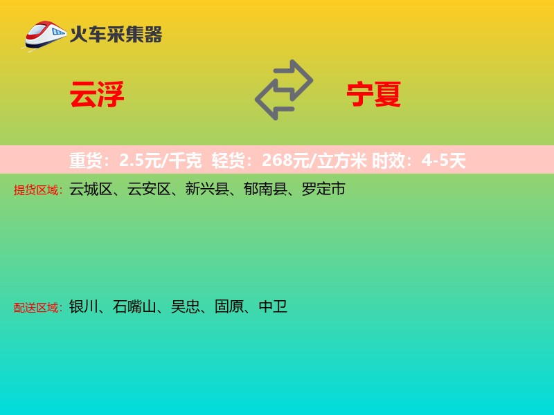 云浮到宁夏物流专线